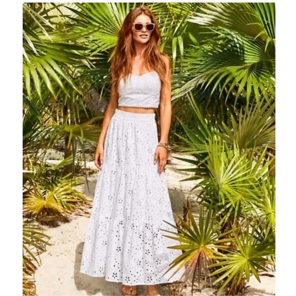 Lilly Pulitzer NWT-Winslow Eyelet Maxi Skirt-Resort White Sealife Eyelet Size 16 - Picture 1 of 9